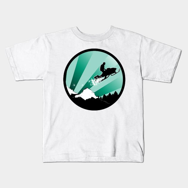 snowmobile powder trail Kids T-Shirt by asyrum